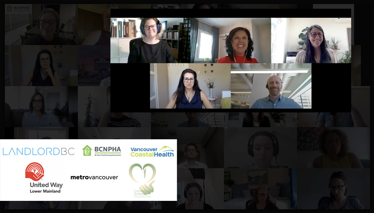 Webinar recording with logos from partners and some people talking on Zoom.