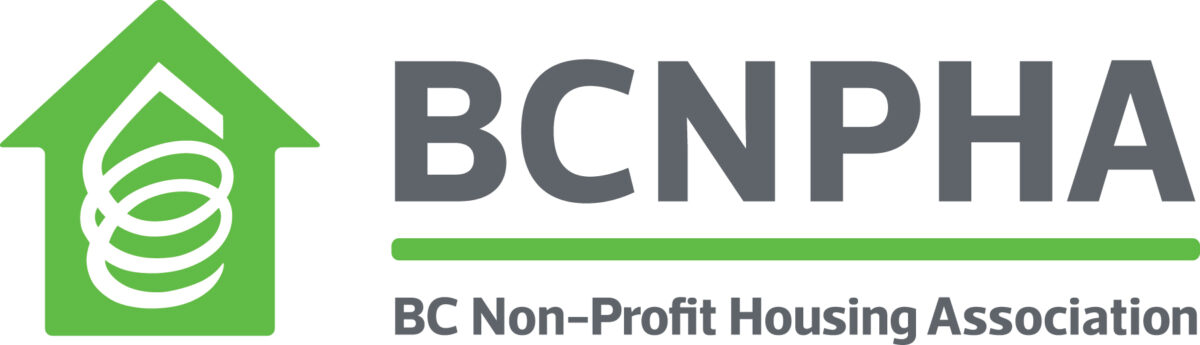 BC Non-Profit Housing Association logo with a little green house on it.