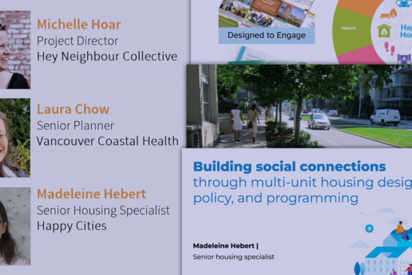 A montage of slide decks including profile photos of Michelle Hoar, Laura Chow, and Madeleine Hebert.